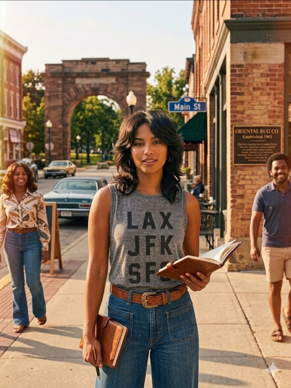 Gray Graphic Muscle Tank with Airport Code Print